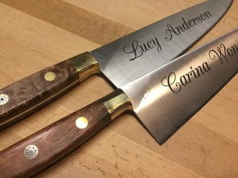 Personalized engraved knife collection